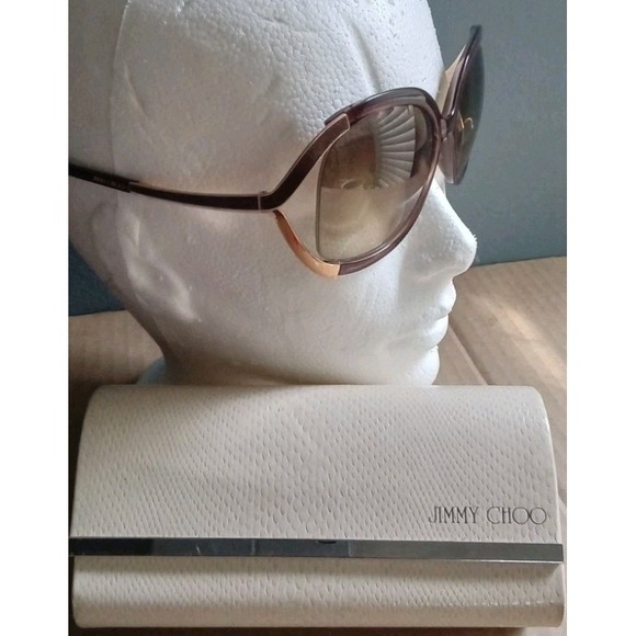Jimmy Choo‎ Sunglasses Brown Oversized Frames Designer Eyewear Authentic